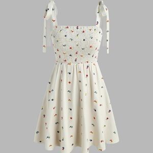 Cider White Floral Dress with Bow Straps